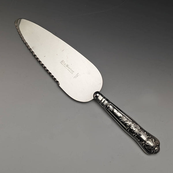 1970 British Antique Sterling Silver Handle Cake Server Harrison Brothers